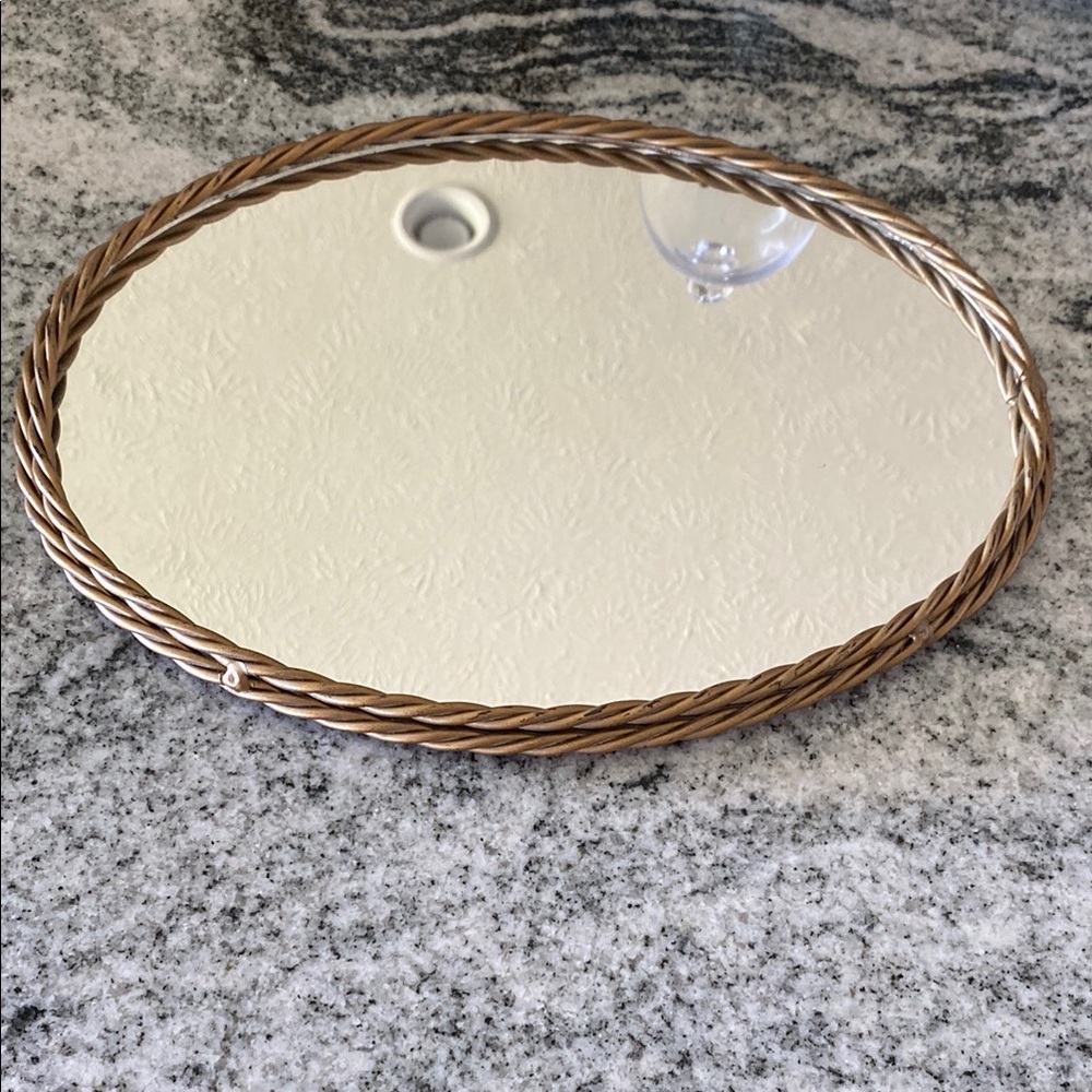 Vintage Oval Braided Frame Vanity Mirror - Gold Tone! - Picture 1 of 4